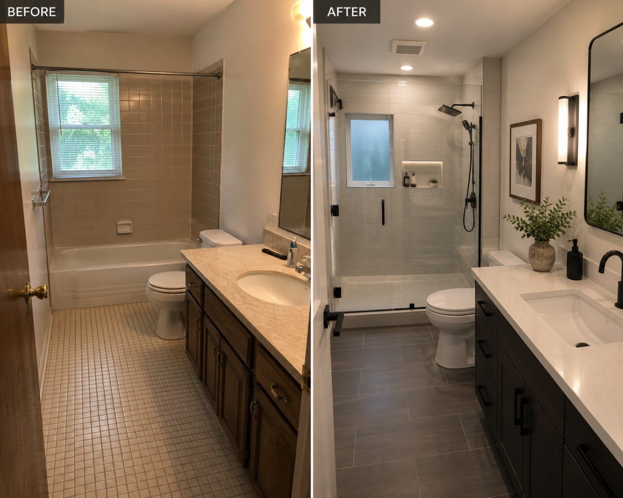 Bathroom renovation in Connecticut by Raiz & Nami Renovations